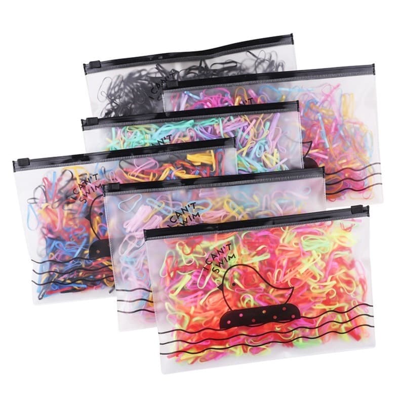 Kit 2000 Peças Bolsa Elástico De Cabelo Feminino Descartável Multicolorido