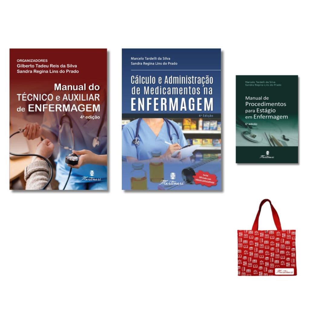 KIT LIVROS ENFERMAGEM 3 LIVROS - Manual do Tecnico, Calculo e Estagio