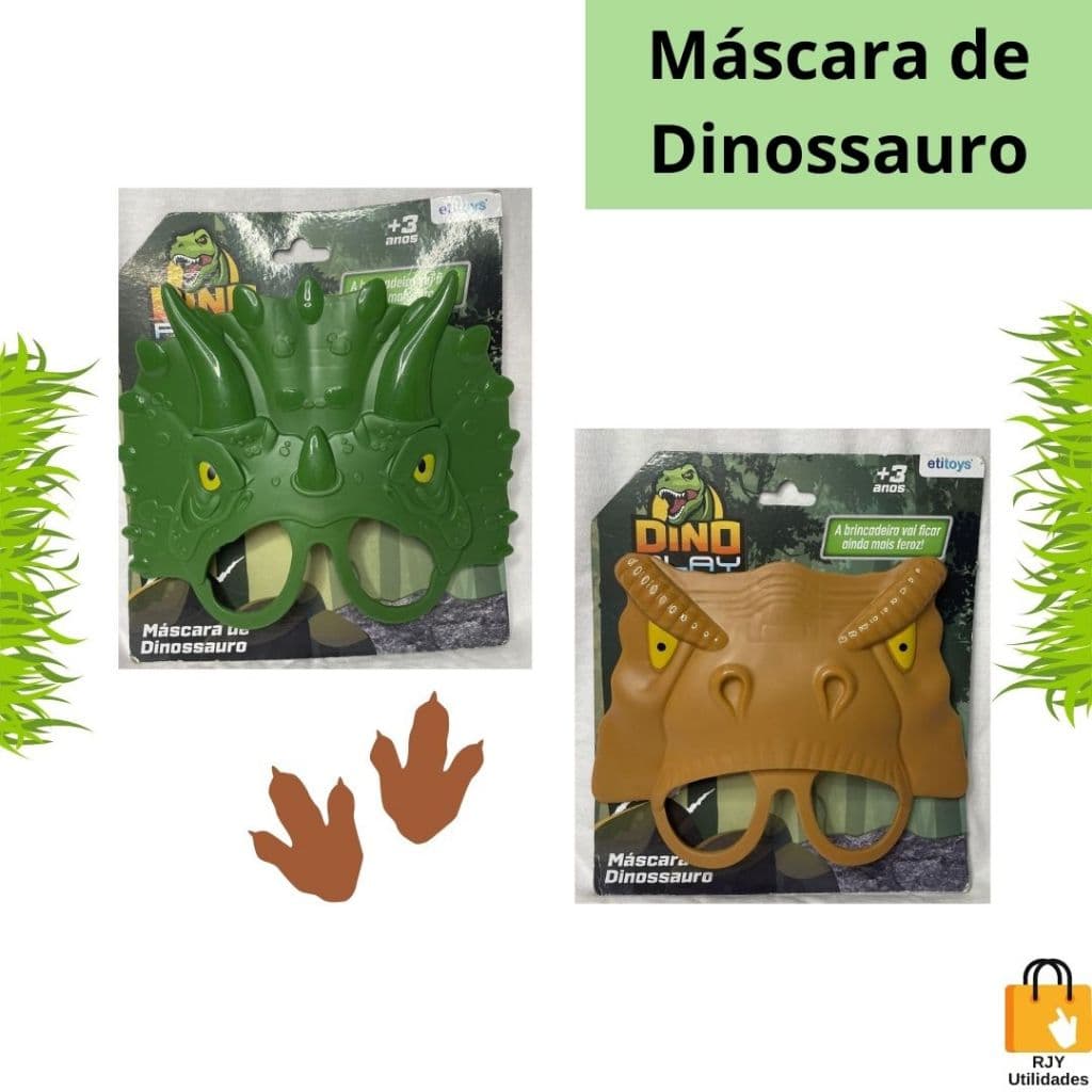 Máscara Dinossauro Infantil Formato De Óculos Tiranossauro Rex Tricerátops Brinquedo Lembrancinha
