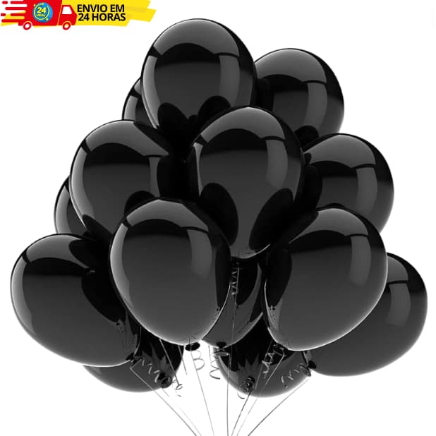 50 Balões Latex Preto 6,5 Tradicional Para Decoração Festa Halloween Eventos