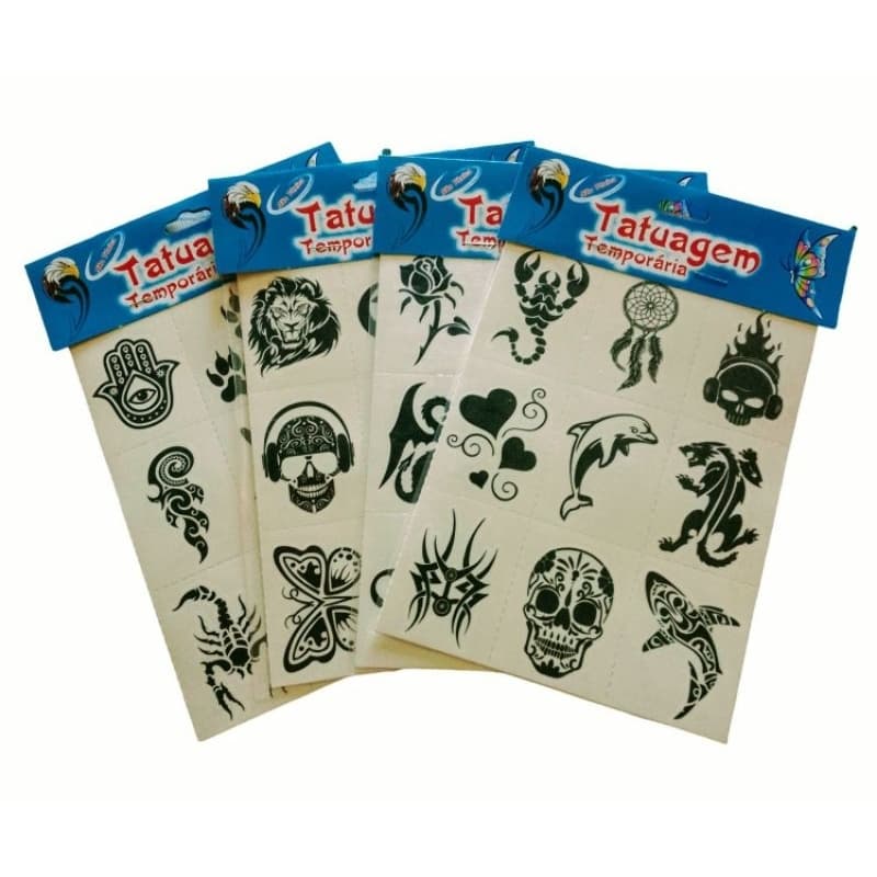 kit festa com 90 tatuagens temporária tribal 4x5 cm