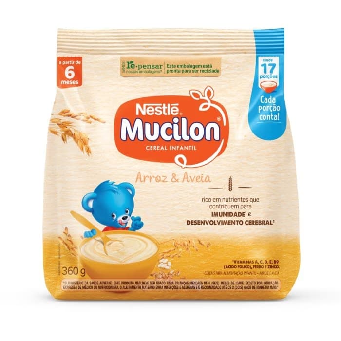 Mucilon Nestlé Cereal Infantil Arroz e Aveia | 180g ou 360g.