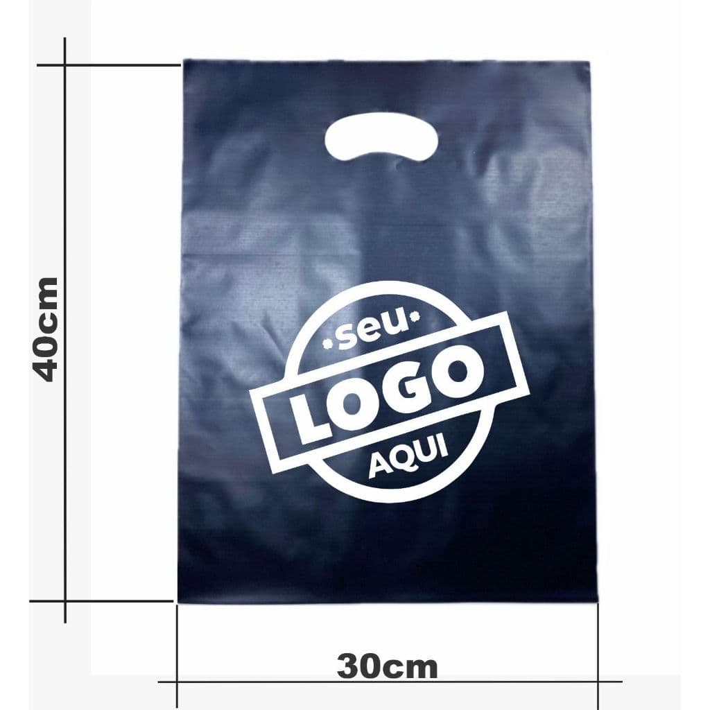 Sacolas Plásticas Personalizadas COM O SEU LOGO, boca vazada, boca de palhaço 100 UNIDADES