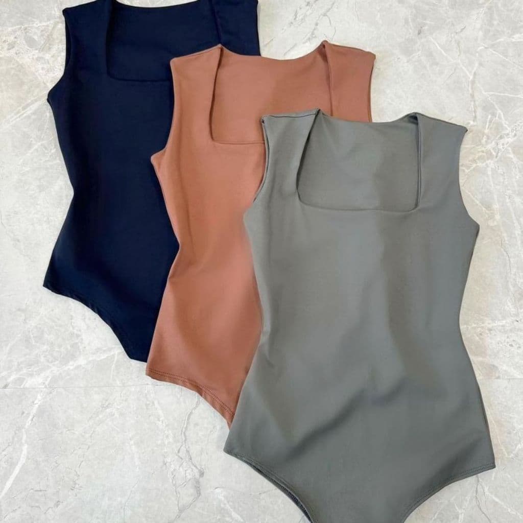QUADRADO Body Bori Feminino Suplex Regata Alças Grossas Collant Decote Quadrado Básico Casual Dia Noite Trabalho Festa