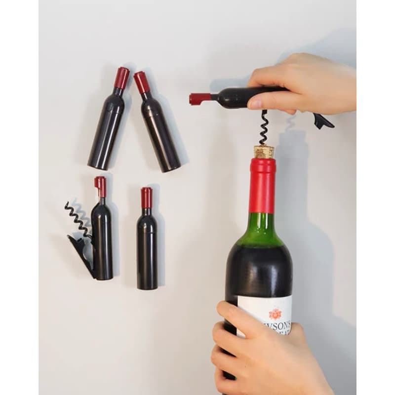 Saca Rolhas Abridor Com 2 Estratégias Em Formato Garrafa de Vinho Com Imã