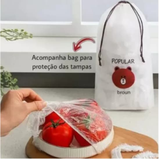 Tampas De Plástico Descartável Com 100 Peças Para Alimento