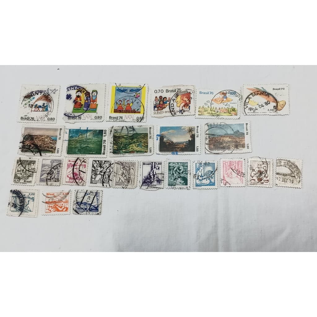 Lote de Selos – 25  Selos Filatelia do Brasil de 1970 à 1979 - Carimbado