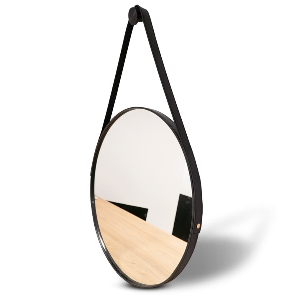 Espelho De Parede Decorativo 40cm C/ Costura Adnet Redondo Supenso Alça Sala Quarto Banheiro Suporte