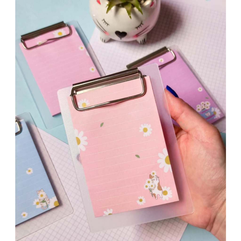 Bloquinho de Anotações Com Mini Prancheta AutoAdesivo Bloco Destacável Papelaria