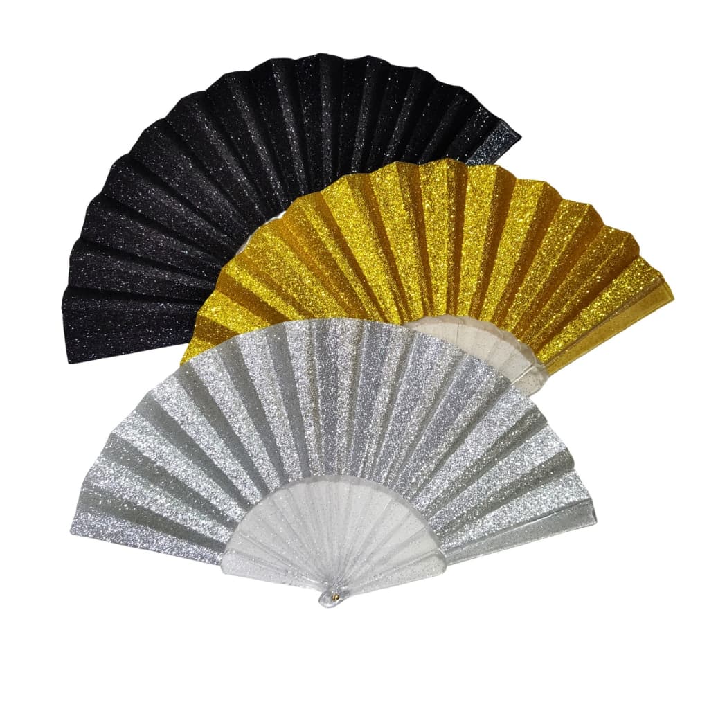 Leque De Mão Super Brilho Glitter Show Festivais Festas Decoração