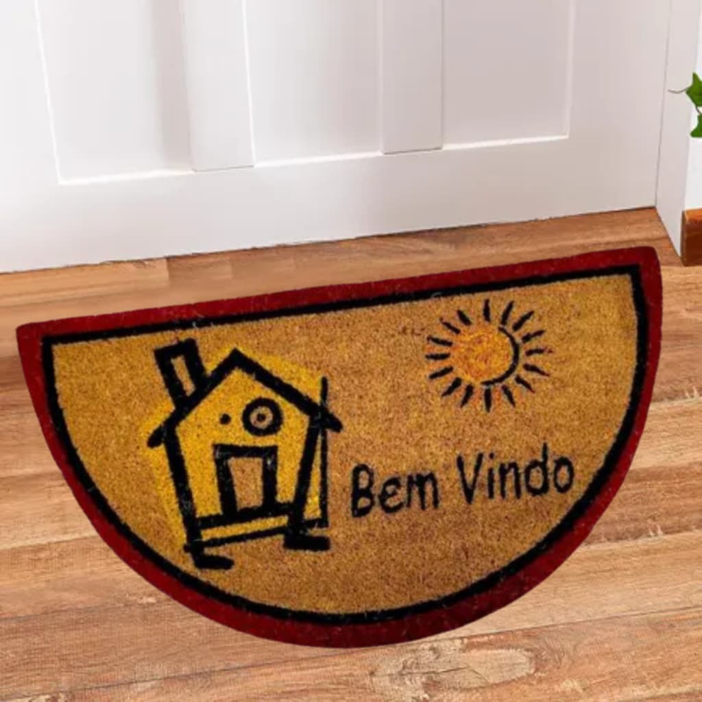 Tapete De Porta Bem Vindo Fibra De Coco Capacho Meia Lua Vários Modelos