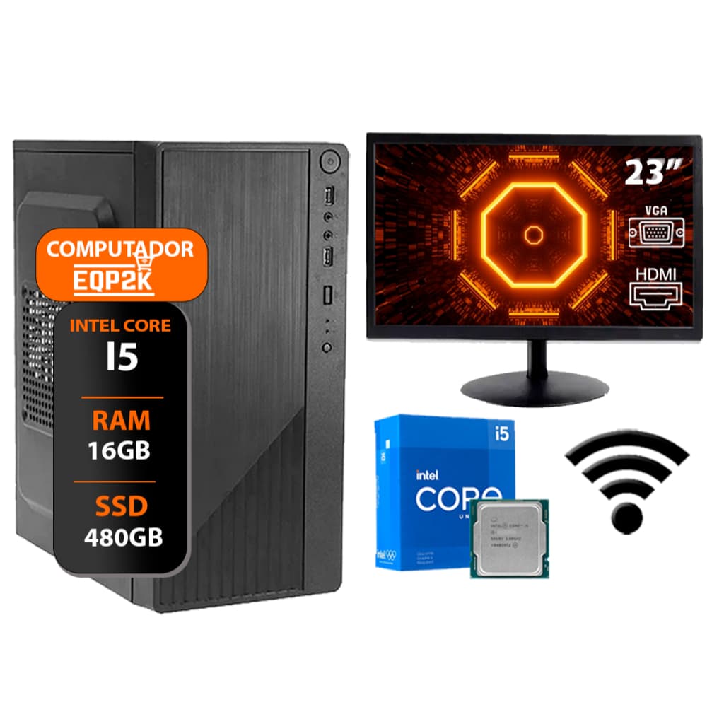 Computador Intel I5 Ssd 480gb 16gb Ram Monitor 23