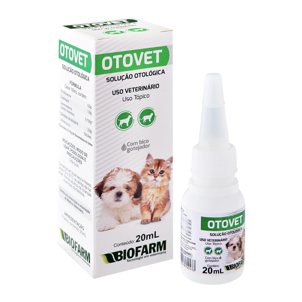 Tratamento para ouvido p/Cães Gatos Otovet 20ML Original Com nota fiscal