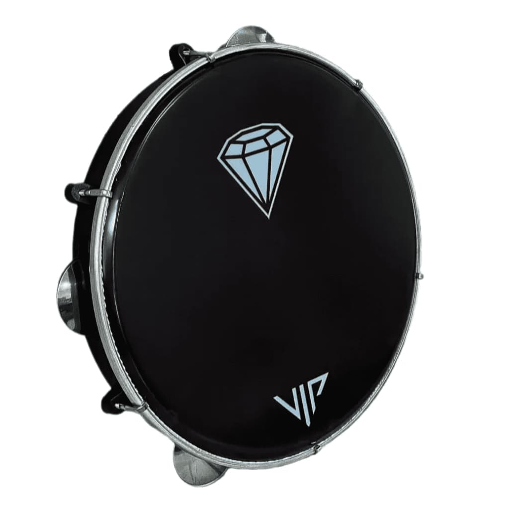 Pandeiro Vip 10 Pele Leitosa Diamante Abs Platinelas Inox pr