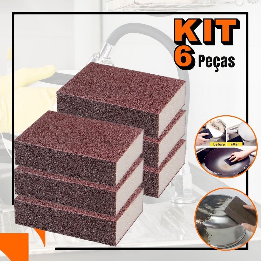 Kit 6 Esponjas Mágica Limpa Forno Panelas Inox Removedor Ferrugem
