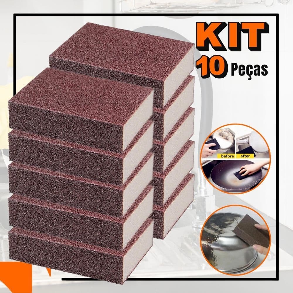 Kit 10 Esponjas Mágica Limpa Forno Panelas Inox Removedor Ferrugem