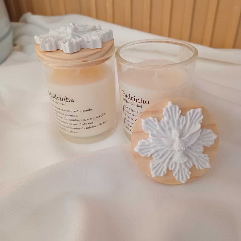 Vela perfumada Copo 50g para lembrancinha Batizado (ANÚNCIO REFERENTE A 1 UNIDADE)