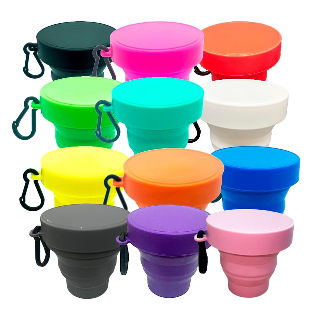 Kit 2 Copos Retrateis 165ml com mosquetão | Livre de BPA | Alta Qualidade | Direto da Fábrica