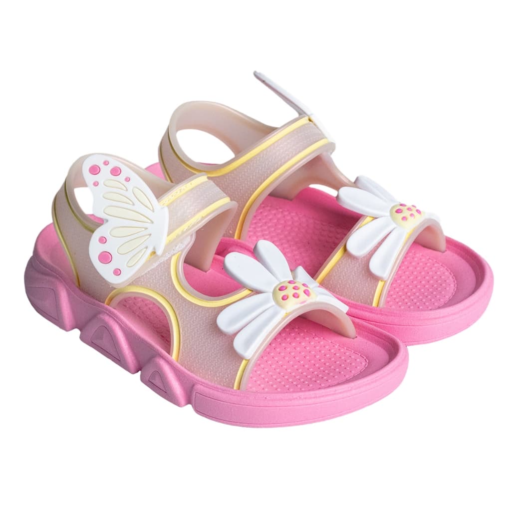 Sandalia Infantil Menina Papete Flores Moda Confortavel Borboleta Delicada