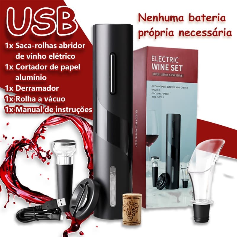 Saca Rolhas Abridor De Vinho Automático Elétrico kits Carregamento por usb