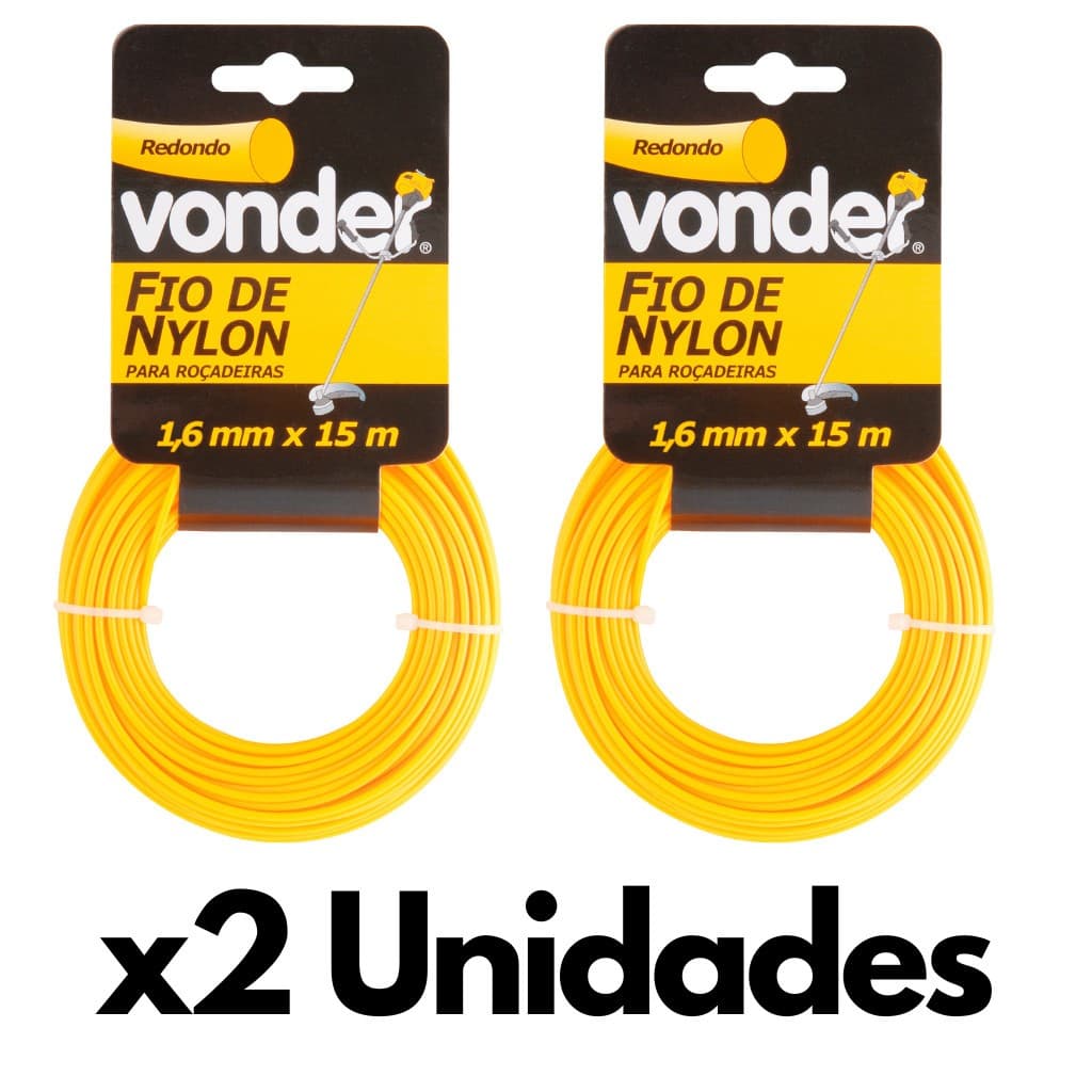 Kit 2 Fios de Nylon Para Aparador de Grama 1,6mm X 15 mt redondo - VONDER