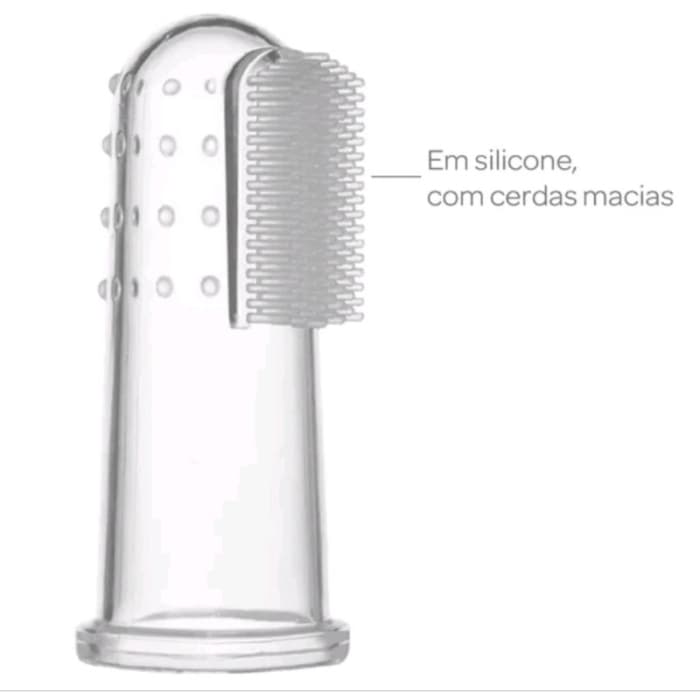 Escova dente silicone bebê + caixa protetora massageador de gengiva silicone dedo Buba