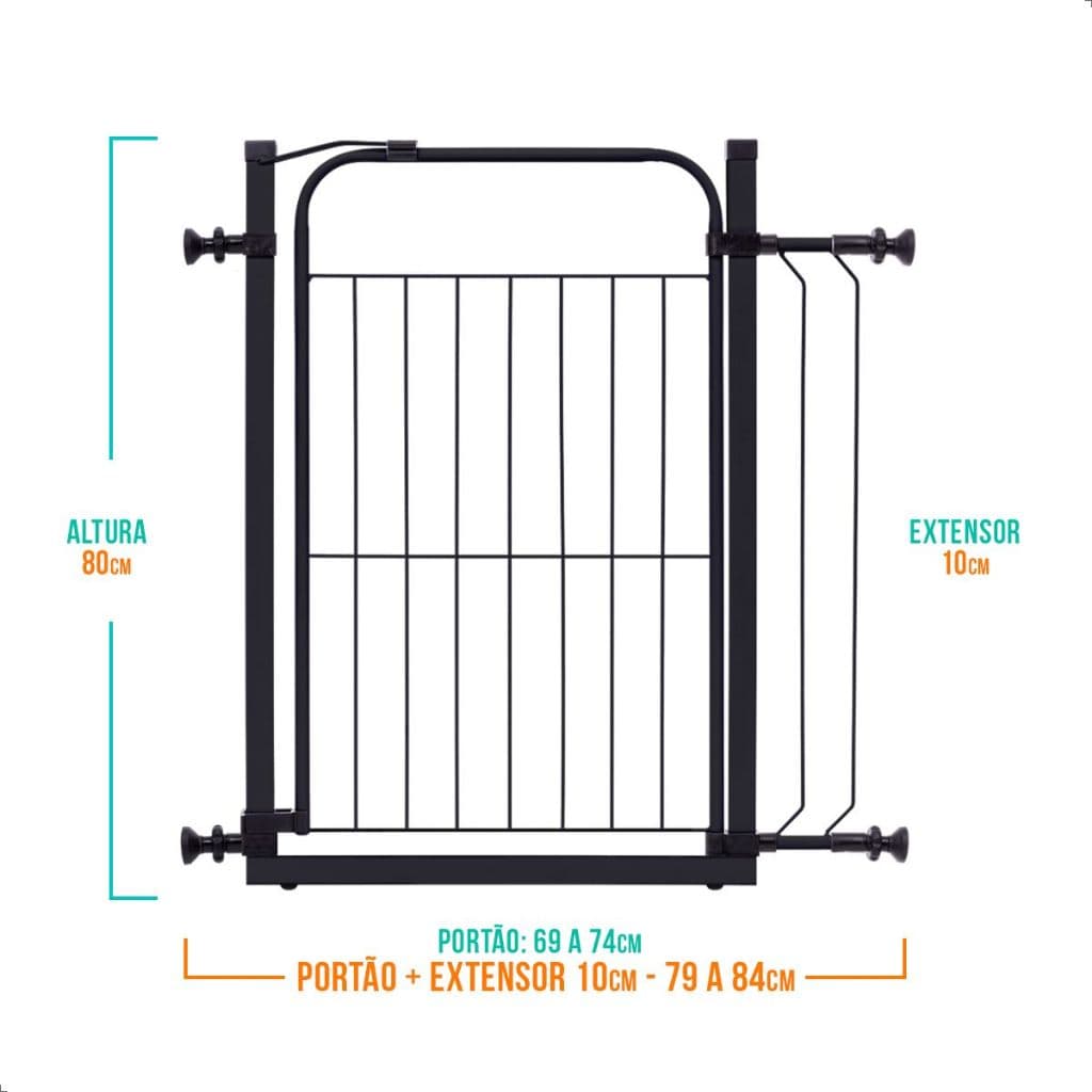 Portão Para Cachorro Grade De Segurança Para Criança Cercado Proteção Barato Para Segurança Bebê 70 cm até 83,5 cm.