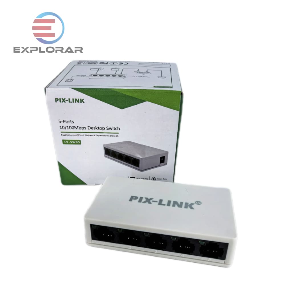 Hub Switch De Rede Internet Rj45 5 Portas 10/100mbps Com Fonte Bivolt