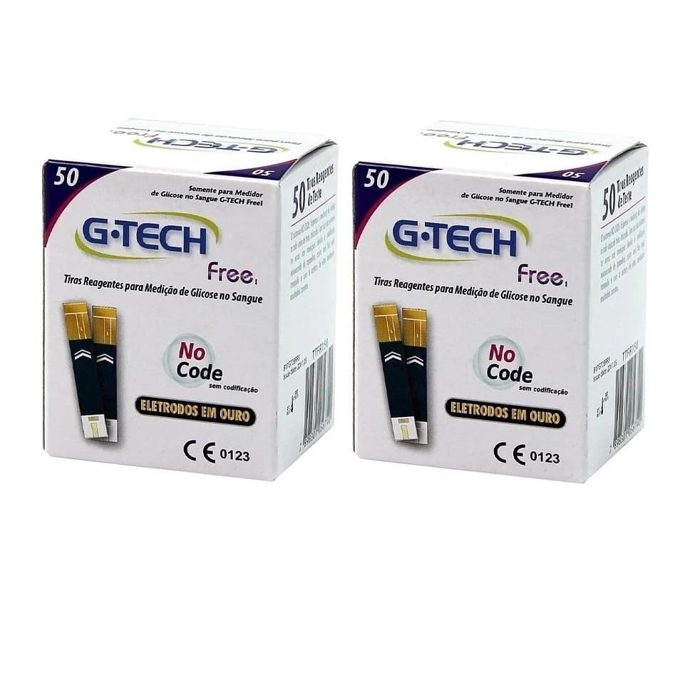 TIRA GLICEMIA  G-TECH FREE KIT COM 100 UNIDADES ( 2 FRASCOS COM 50UNIDADES))