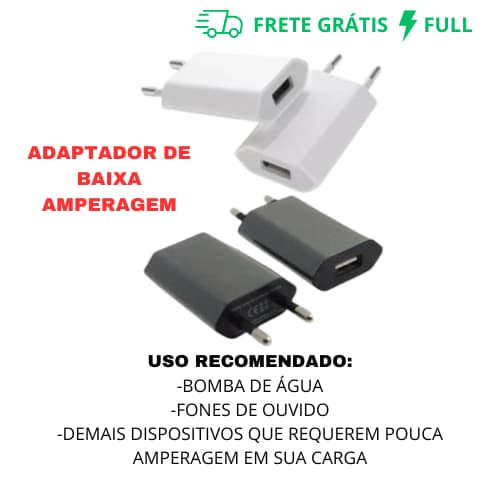 FONTE CARREGADOR TOMADA PLUG ADAPTADOR FONTE USB 5V 1A BIVOLT