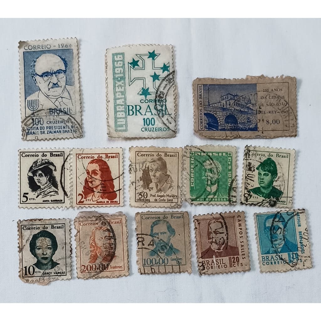 Lote de Selos – 13  Selos Filatelia do Brasil de 1960 à 1969 - Carimbado
