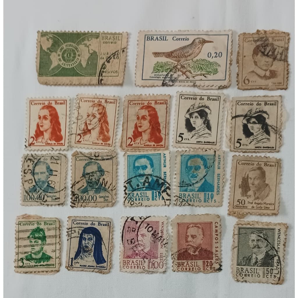 Lote de Selos – 18  Selos Filatelia do Brasil da Década de 60 - Carimbado