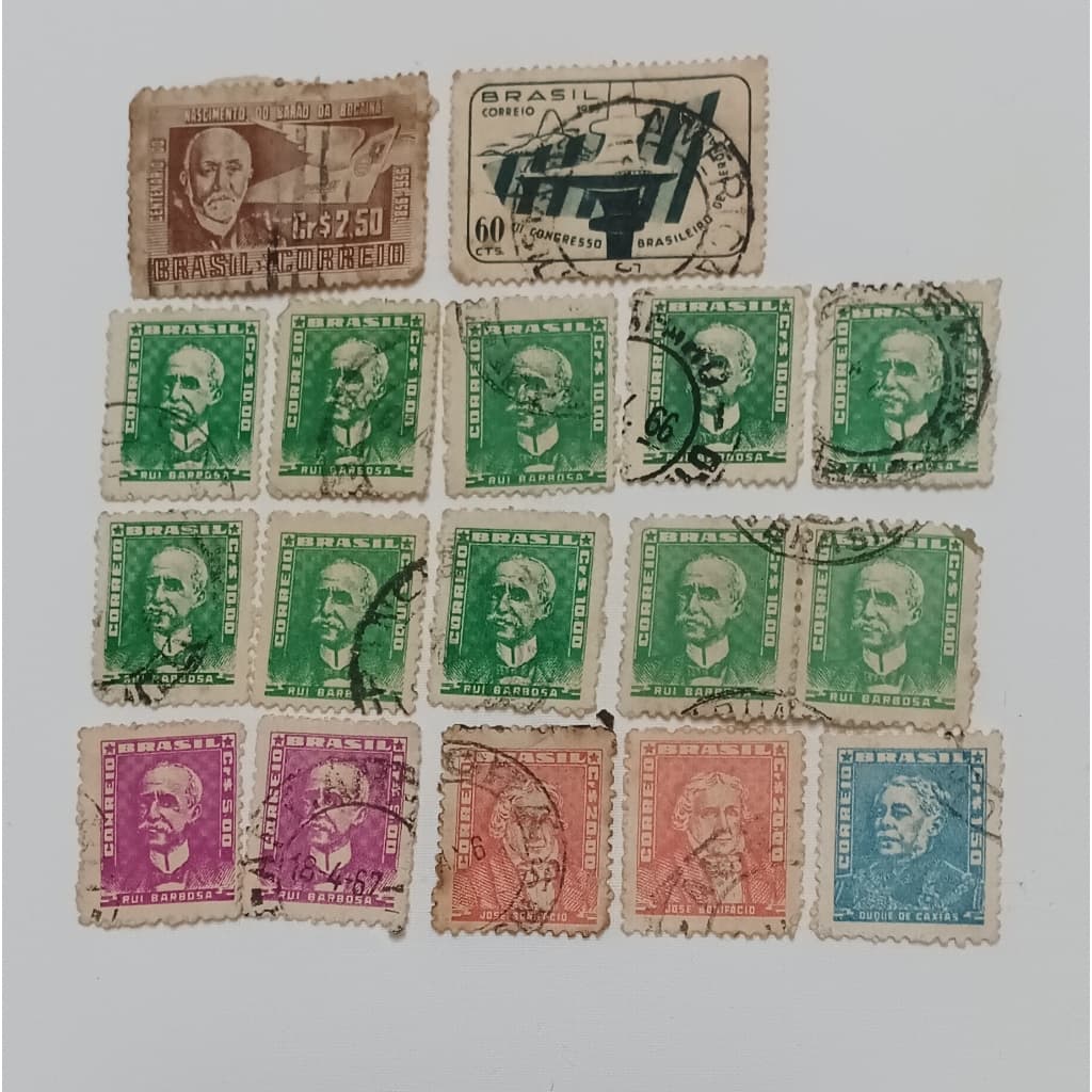 Lote de Selos – 17  Selos Filatelia do Brasil de 1950 à 1959 - Carimbado