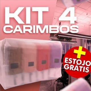 Kit com 4 Carimbos personalizados + 1 estojo Gravado com seu nome - ENVIAR OS DADOS NO CHAT
