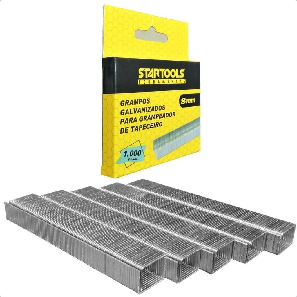 Grampo Para Grampeador de Tapeceiro Galvanizados 8MM 1000 unidades