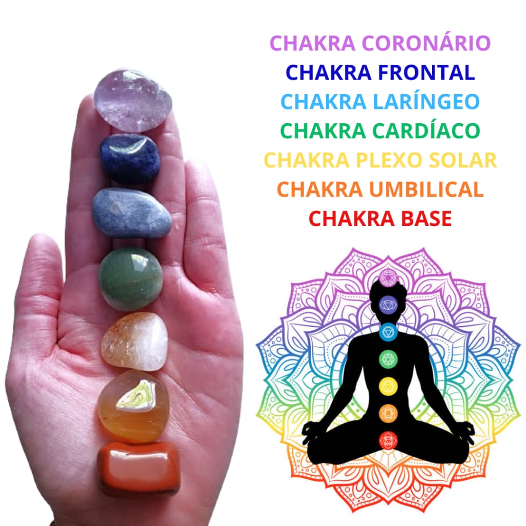 Kit 7 Pedras Naturais dos Chakras - Cristais 100% Naturais