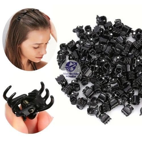 Kit Mini Piranha Preta 48 ou 100 Peças Cabelo Infantil Presilia Penteado Acessórios Menina Moda Feminina Prendedor