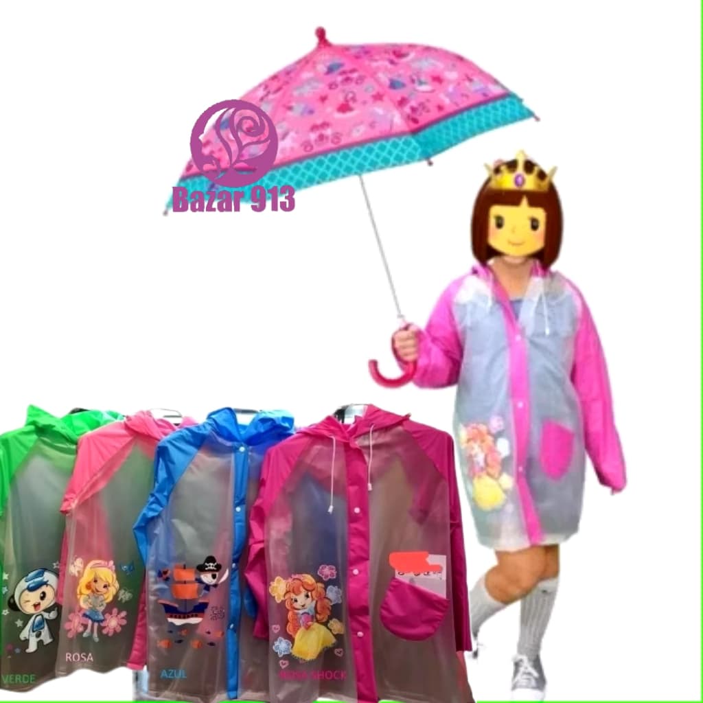 Capa De Chuva Infantil Crianças Menina e Menino Com Desenho