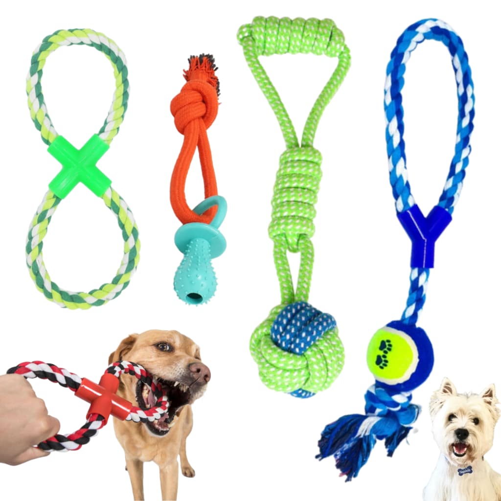 4 Brinquedo Pet Corda Resistente Interativo Cachorro Forte
