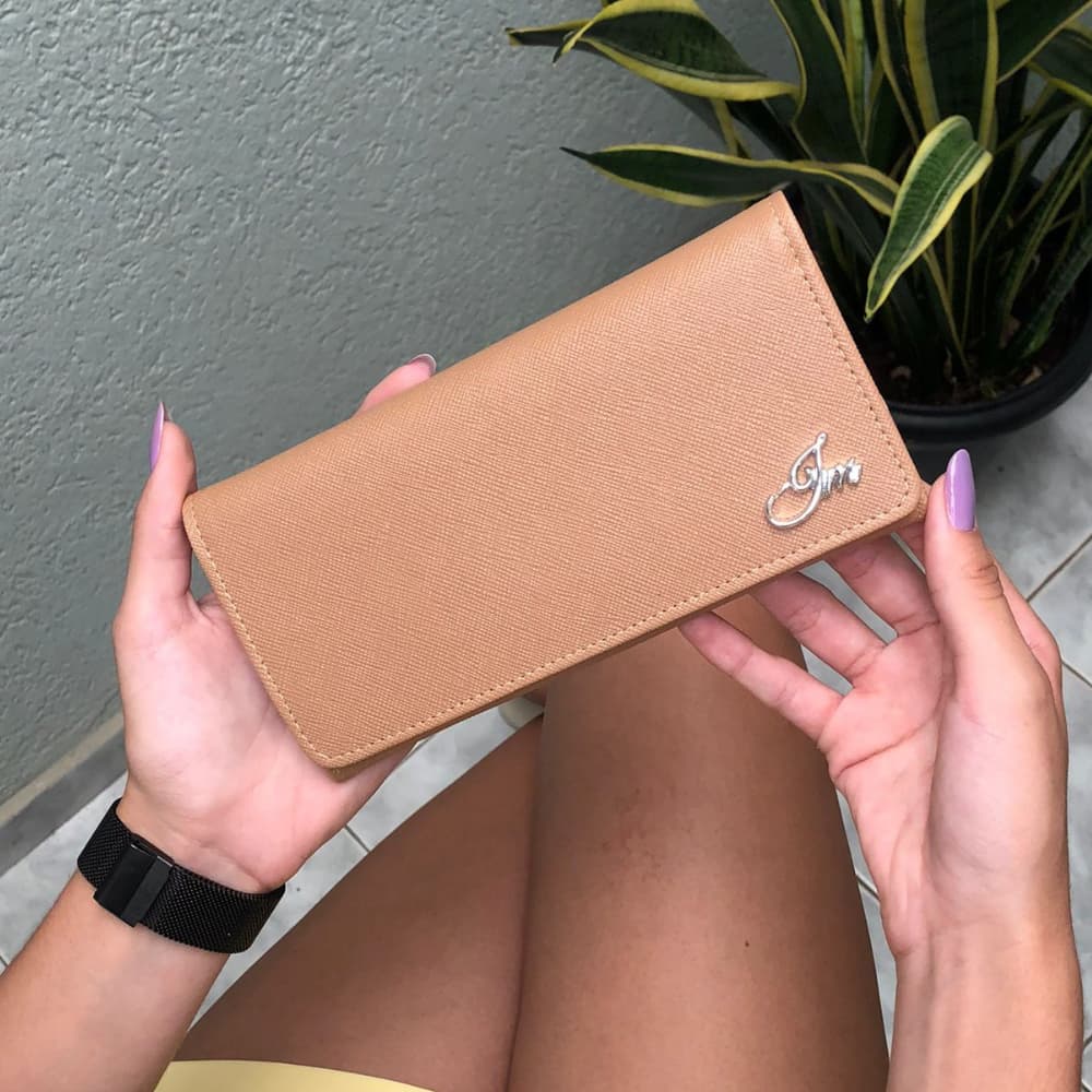 Carteira Feminina Compacta de Mão Porta Cartão Não Faz Volume