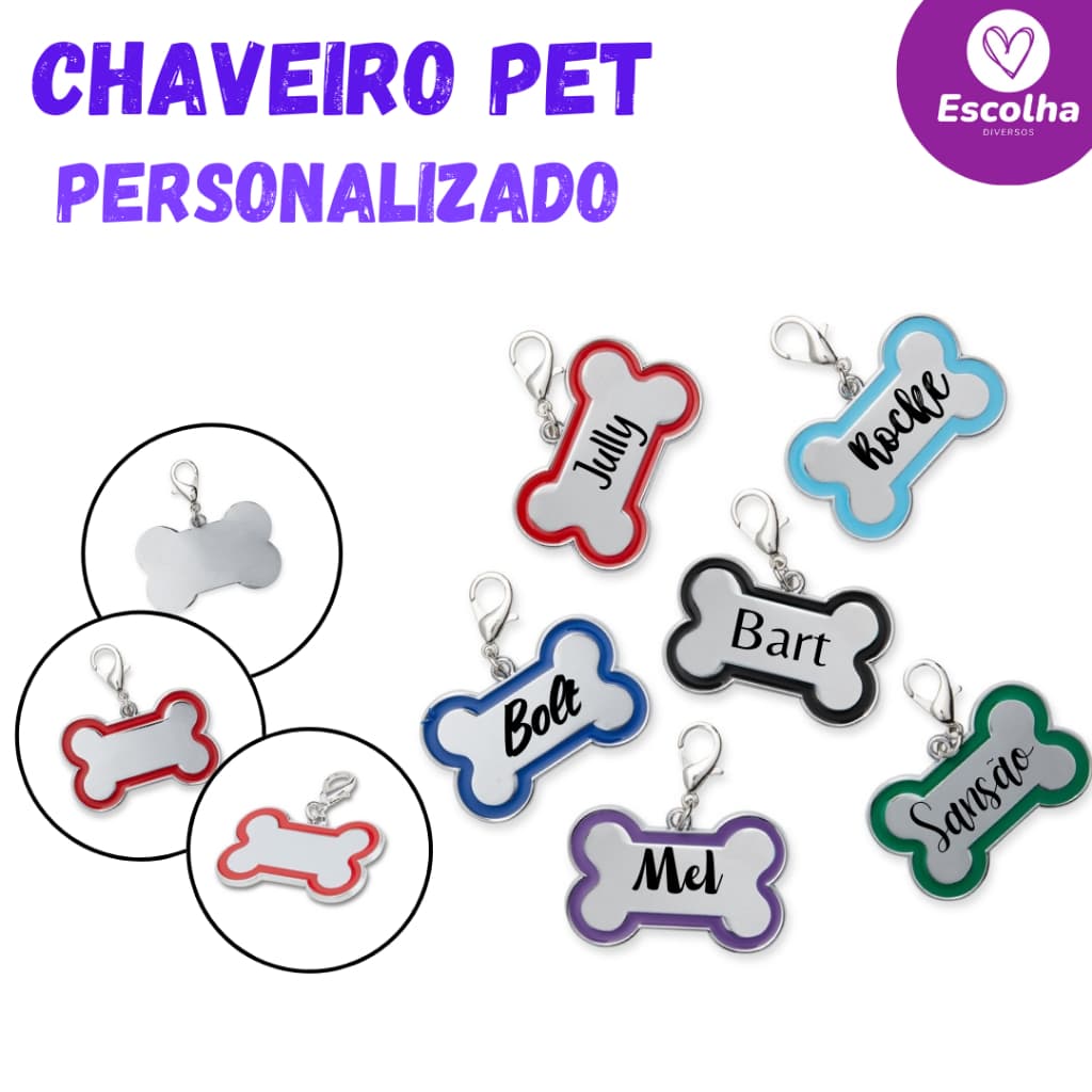 Plaquinha Pet Tam G de Identificação para Cachorros e Gatos Personalizada c/ Nome