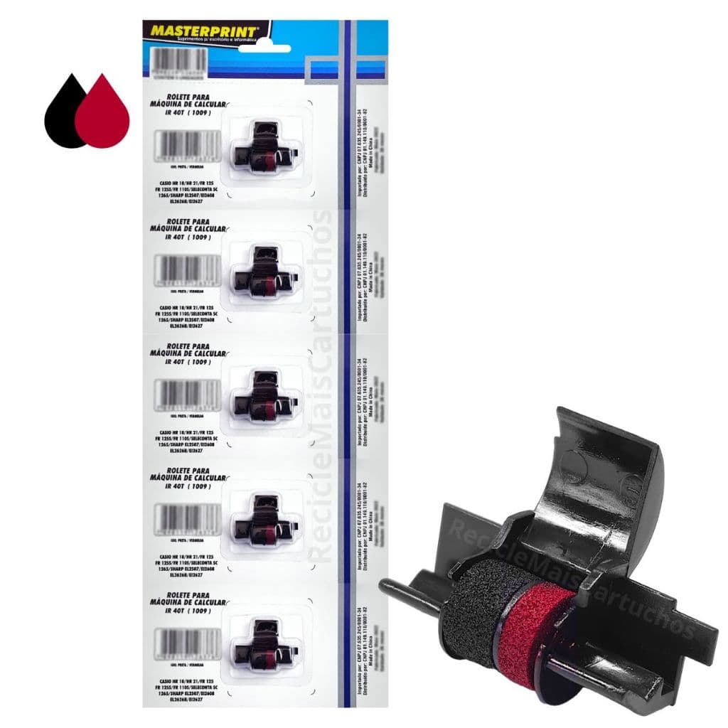 5 Rolete P/ Maquina De Calcular Ir 40t Ir40t 1009  Bicolor Sharp El2507 Hr 18 21
