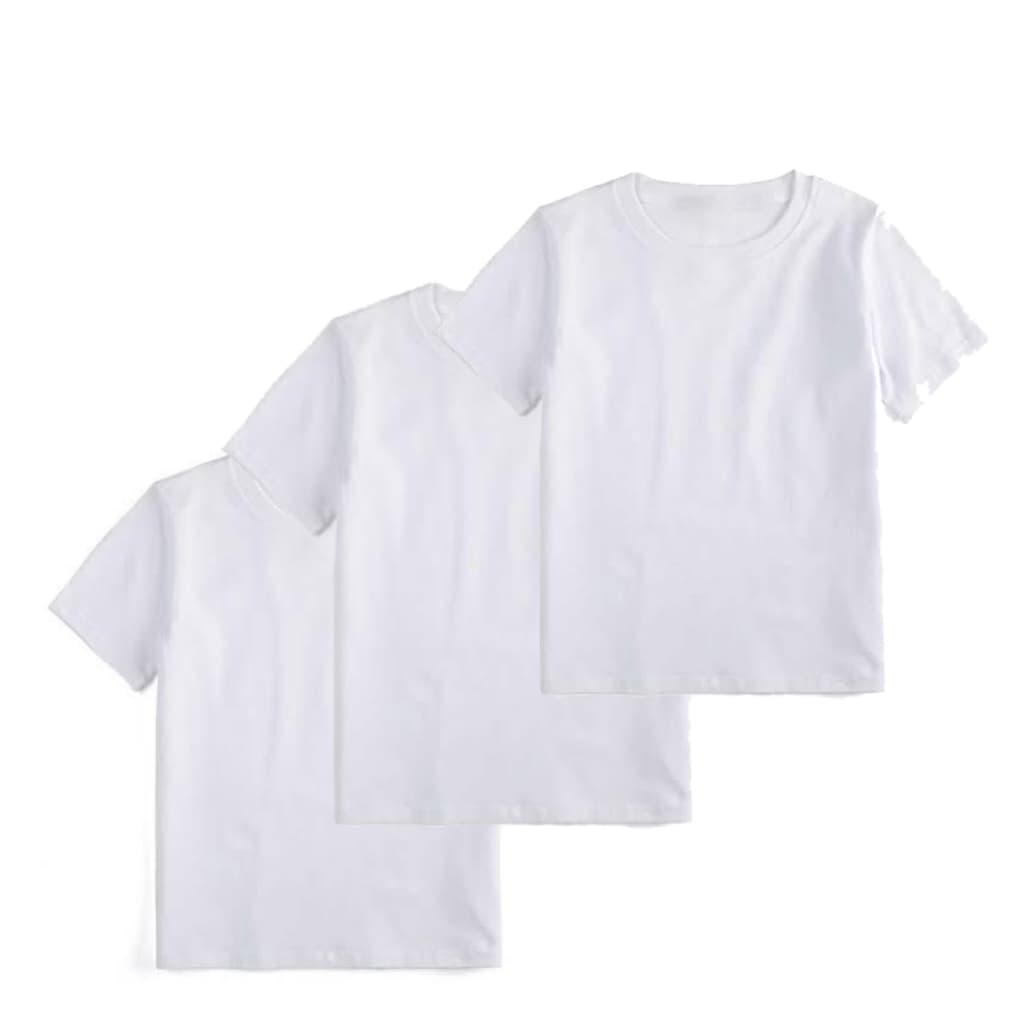 Kit 3 Camiseta Branca Infantil Juvenil 100% Algodão Menino Menina De Fabrica
