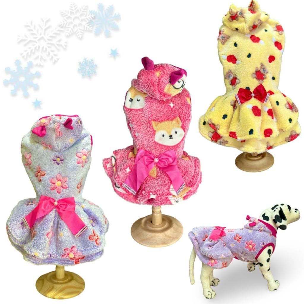Vestido Roupinha Soft Fleece Para Filhote Cachorro Gato Inverno Frio Inverno