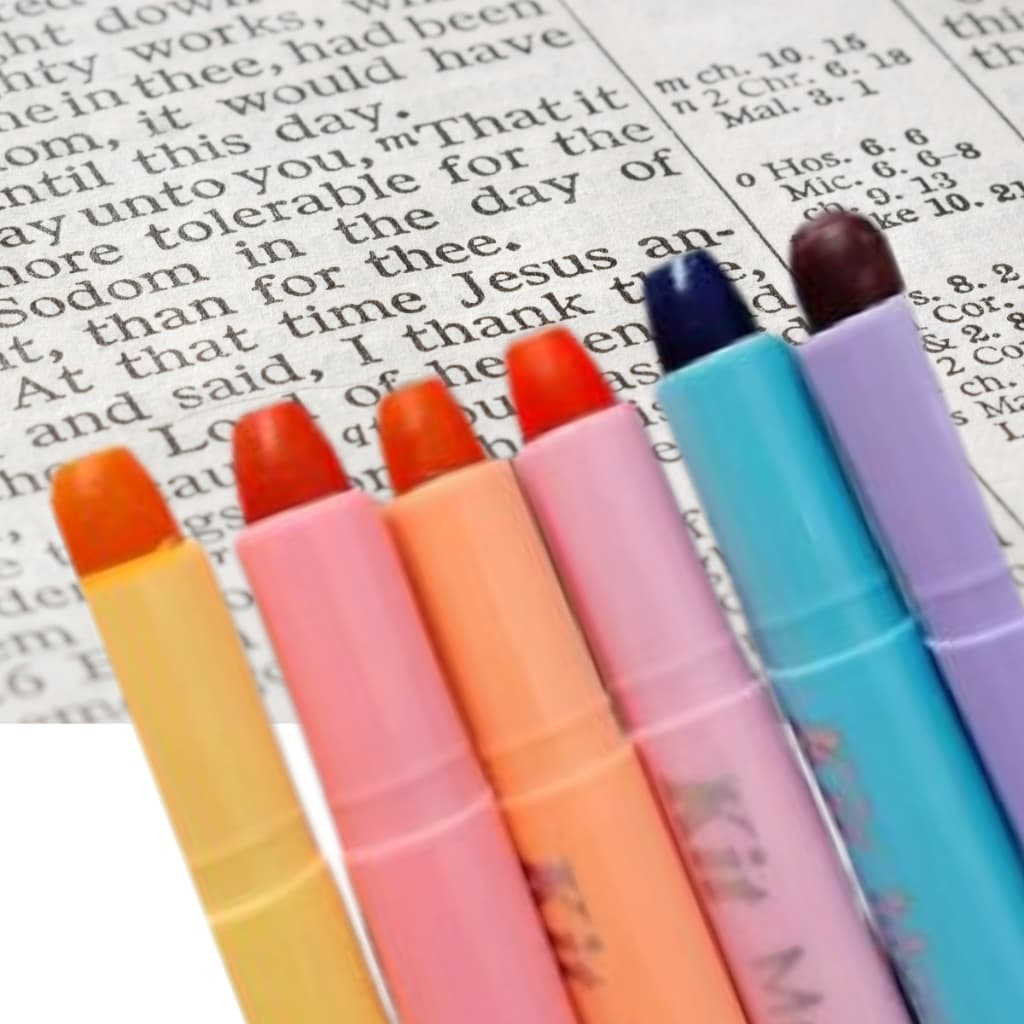 Marca Texto em Gel 6 cores Tons Pastéis Não mancha Ideal para Biblias