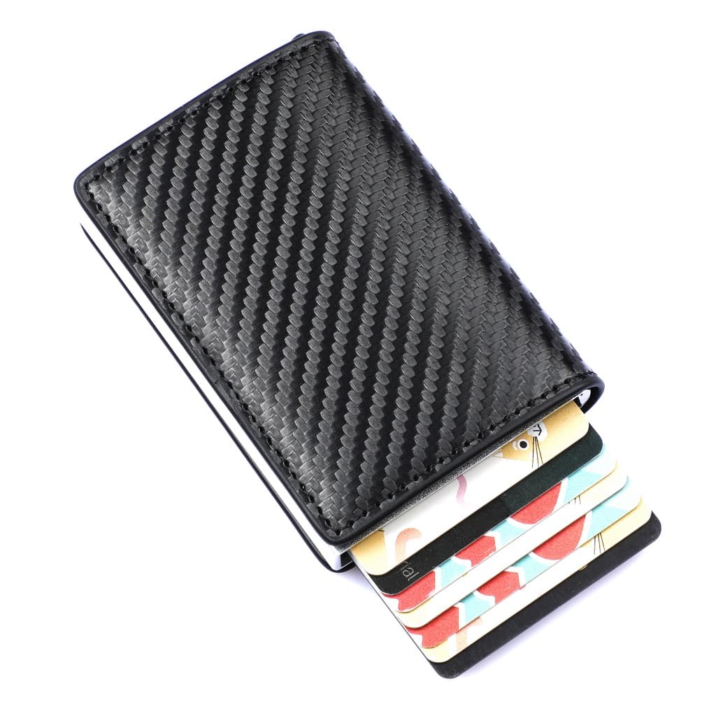 Carteiras Fibra De Carbono Porta-Cartões Masculina Marca Preta Mágica Tripla De Couro Promoção