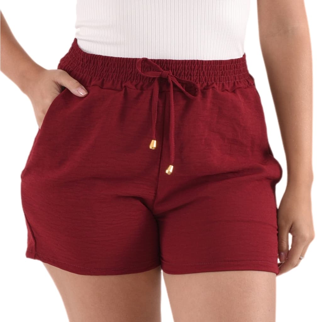 Shorts Bermuda Feminina Basica Dunas Cintura Alta Bolsos
