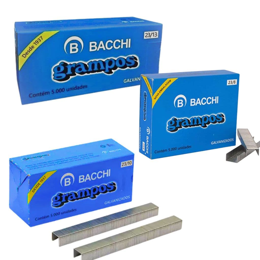 Grampos Galvanizados Enak com 5000 Unidades | 23/8, 23/10, 23/13 | - Bacchi