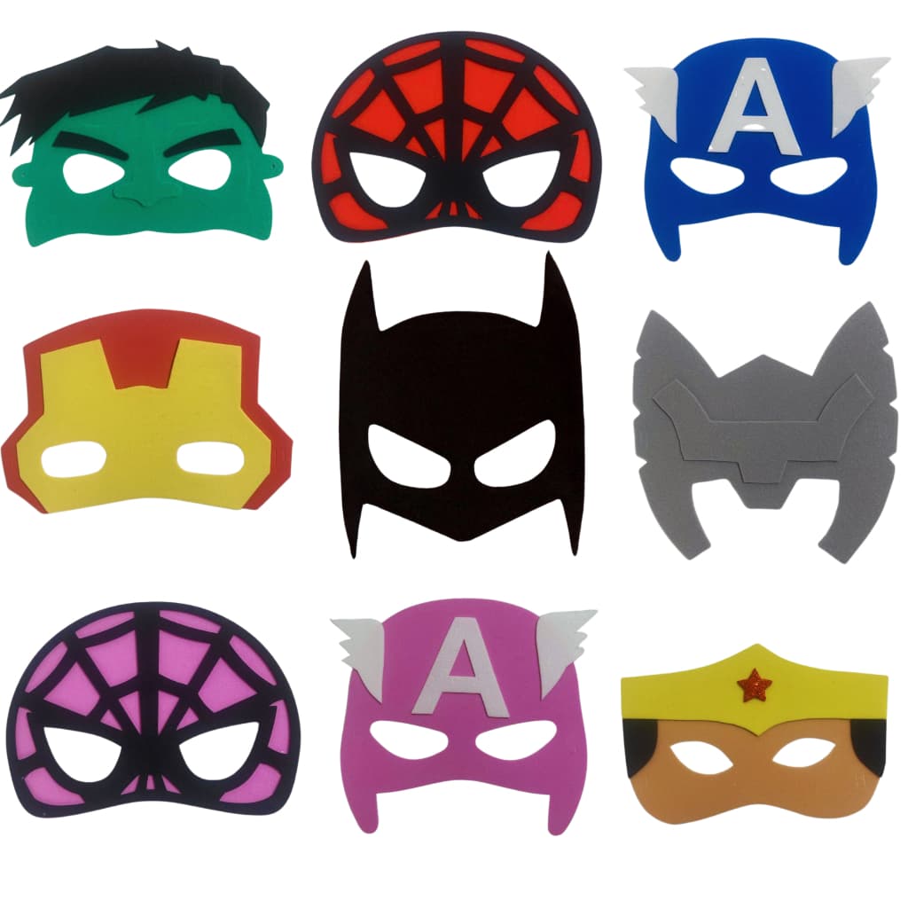 Mascaras de E.V.A - SUPER HEROIS - 15 PEÇAS
