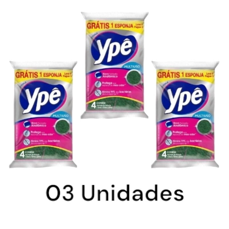 Kit Esponja Ypê Multiuso verde e amarela Packs com 04 unidades Bucha de lavar louça